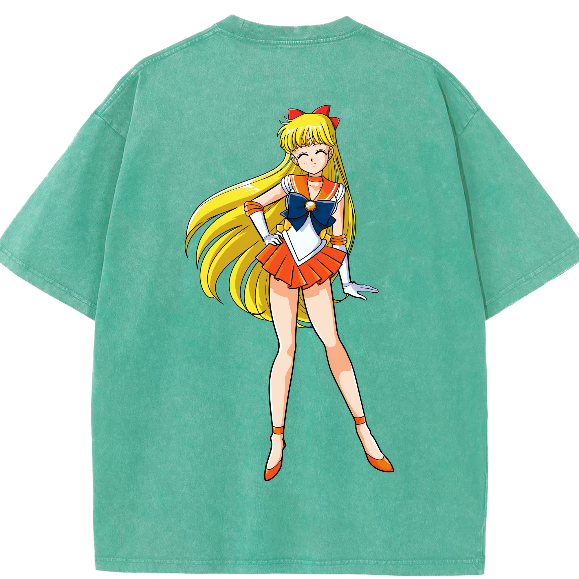（画像用） 美少女戦士セーラームーン 愛野 美奈子 あいの みなこ Sailor Moon Aino Minako 綿100% ヴィンテージ風 半袖Tシャツ（背面プリント）
